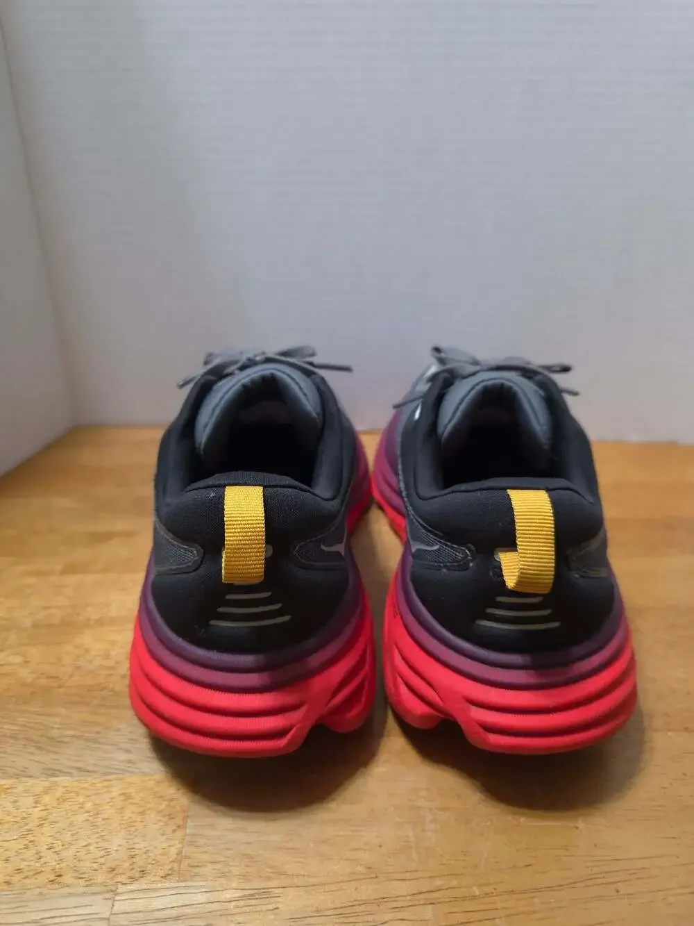 HOKA Bondi 8 Running Shoes Castlerock Strawberry Red Gray